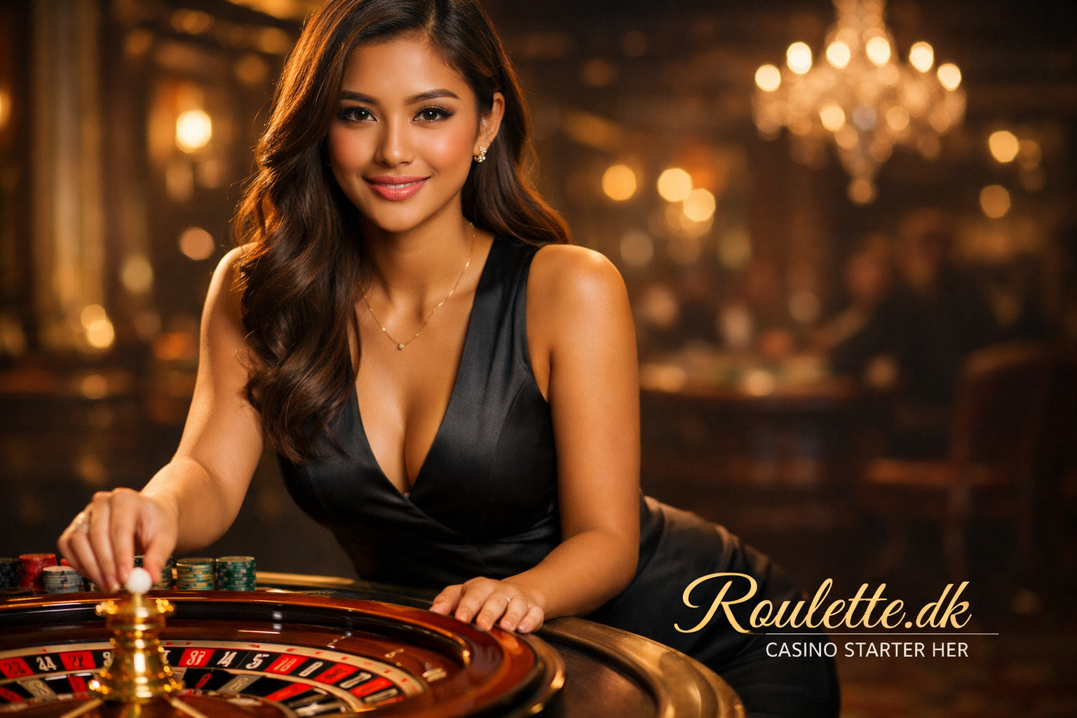 Smuk roulette dealer ved bordet hos Roulette.dk