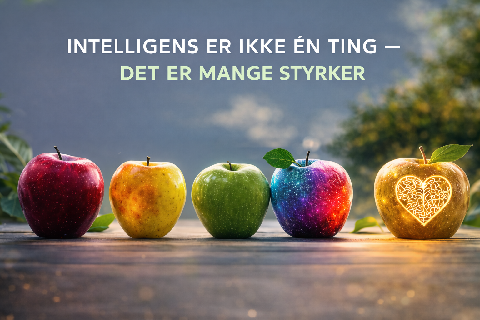 Æbler som symbol på forskellige styrker og former for intelligens