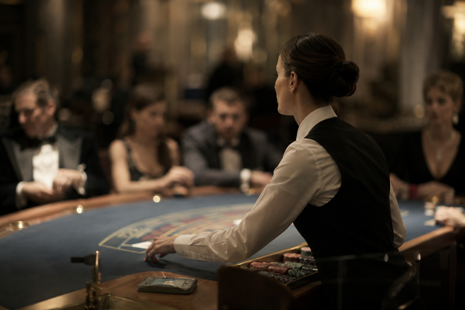 Croupierens blik på casinoet fra den anden side af bordet